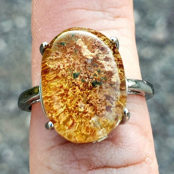 New Phantom Quartz Lodolite Adjustable Silver Ring. - Picture 5 of 13